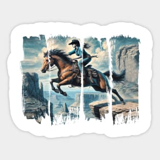 Western Rider Cowgirl Brushstroke Art Sticker